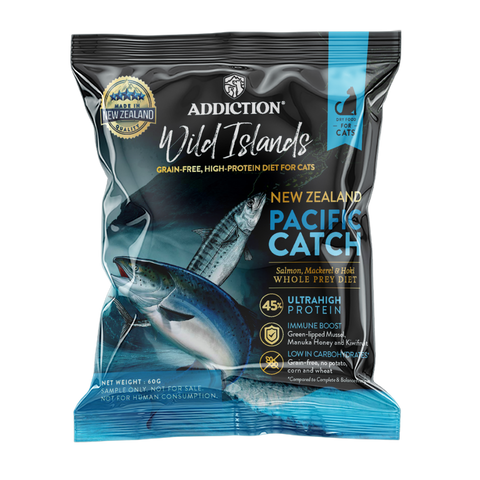 [Trial Pack] Wild Islands Pacific Catch Premium King Salmon, Mackerel & Hoki Dry Cat Food 60g 60g