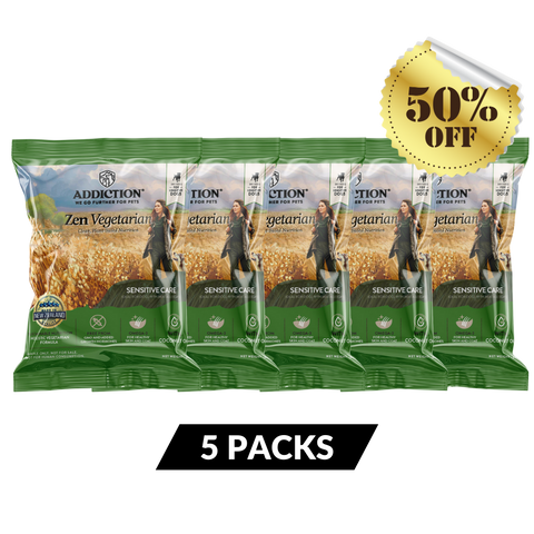 Zen Vegetarian Dry Dog Food - Trial Pack Bundle of 5 (60gx5)