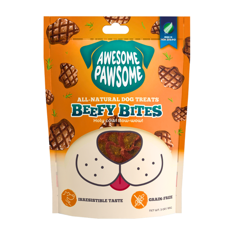 Awesome Pawsome All Natural Dog Treats Beefy Bites Recipe 85g