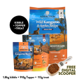 Wild Kangaroo Dry & Treats Starter Bundle - 1.8kg Dry, 910g Topper & 113g Treat