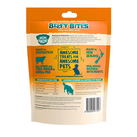 Awesome Pawsome All Natural Dog Treats Beefy Bites Recipe 85g