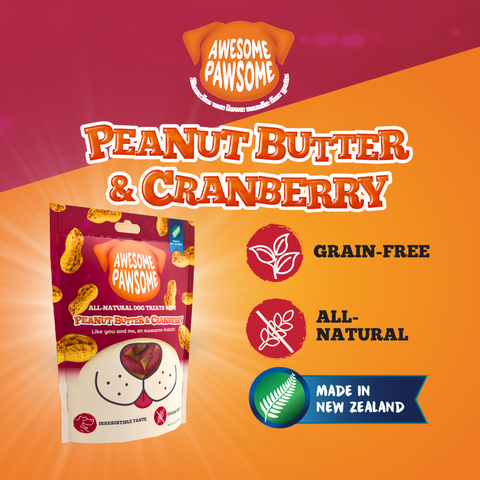 Awesome Pawsome All Natural Dog Treats Peanut Butter and Cranberry Recipe 85g