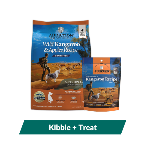 [Online Exclusive] Addiction Wild Kangaroo Grain-Free Dry Dog Food 1.8kg and Kangaroo Meaty Bites Dog Treats Bundle
