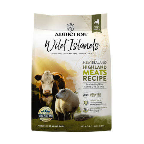 Addiction Wild Islands Highland Meats Grass-Fed Beef & Lamb Dry Dog Food 1.8kg, 9kg