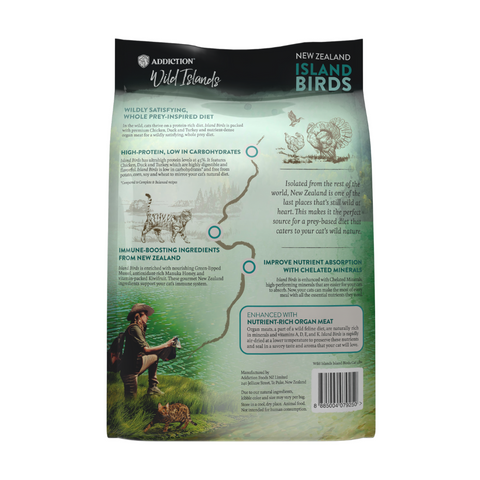 Addiction Wild Islands Island Bird New Zealand Duck, Turkey & Chicken Dry Cat Food 1.8kg, 4.5kg