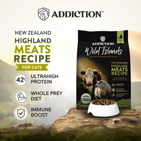 Addiction Wild Islands Highland Meats Grass-Fed Beef & Lamb Recipe Dry Cat Food 1.8kg, 4.5kg