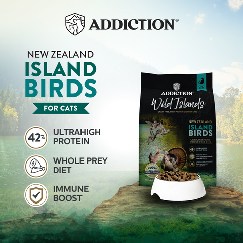 Addiction Wild Islands Island Bird New Zealand Duck, Turkey & Chicken Dry Cat Food 1.8kg, 4.5kg