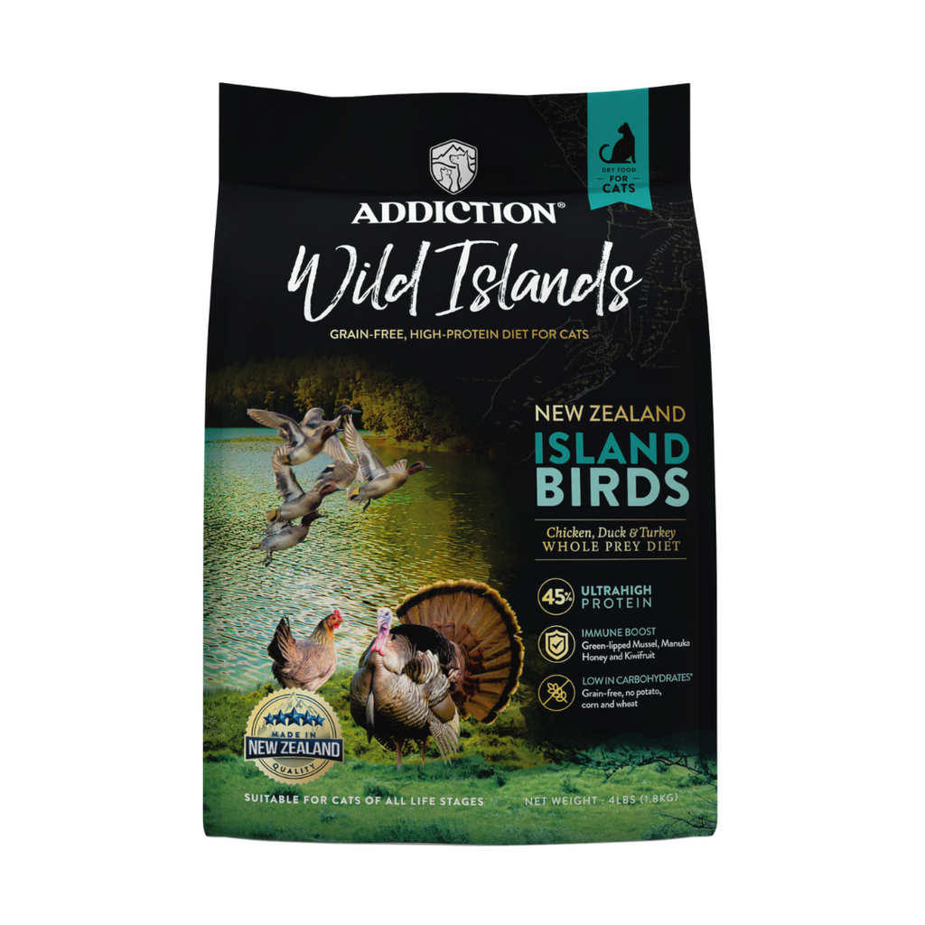 Addiction Wild Islands Island Bird New Zealand Duck, Turkey & Chicken Dry Cat Food 1.8kg, 4.5kg