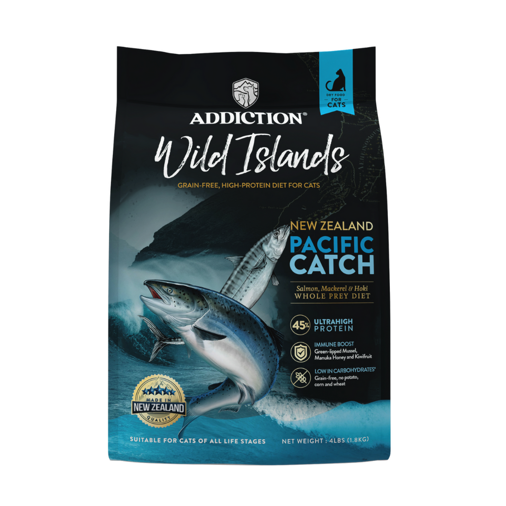 Addiction Wild Islands Pacific Catch NZ Salmon, Mackerel & Hoki Dry Cat Food 1.8kg, 4.5kg