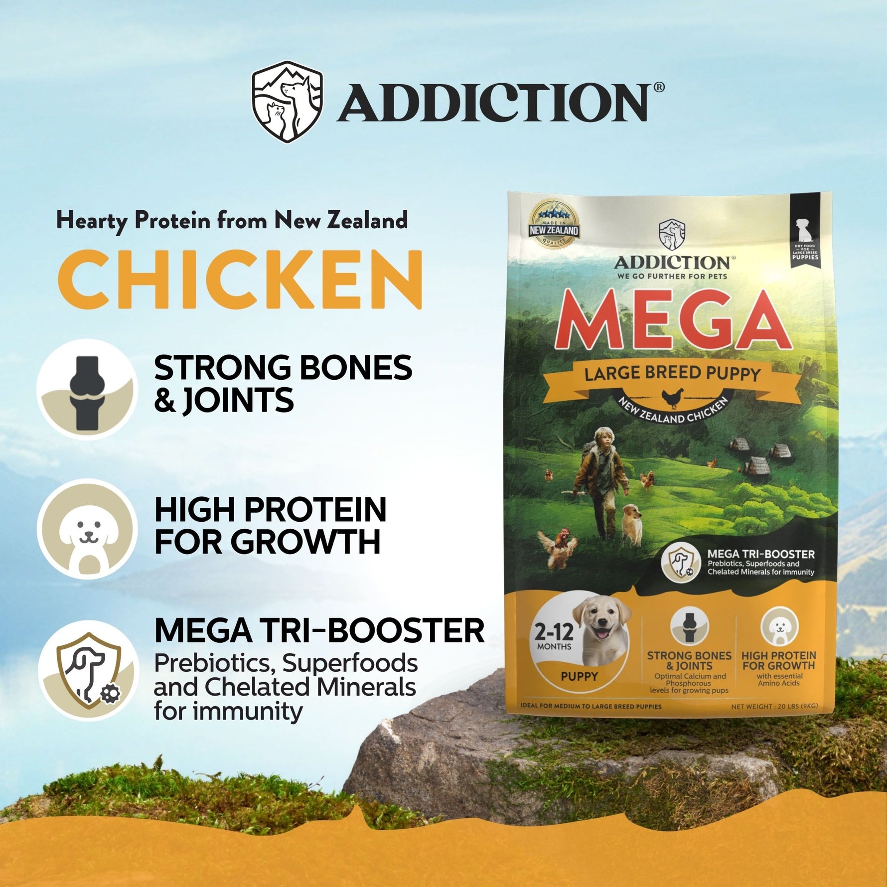 Addiction Mega Chicken – Large Breed Adult 20 kg - Addiction Singapore
