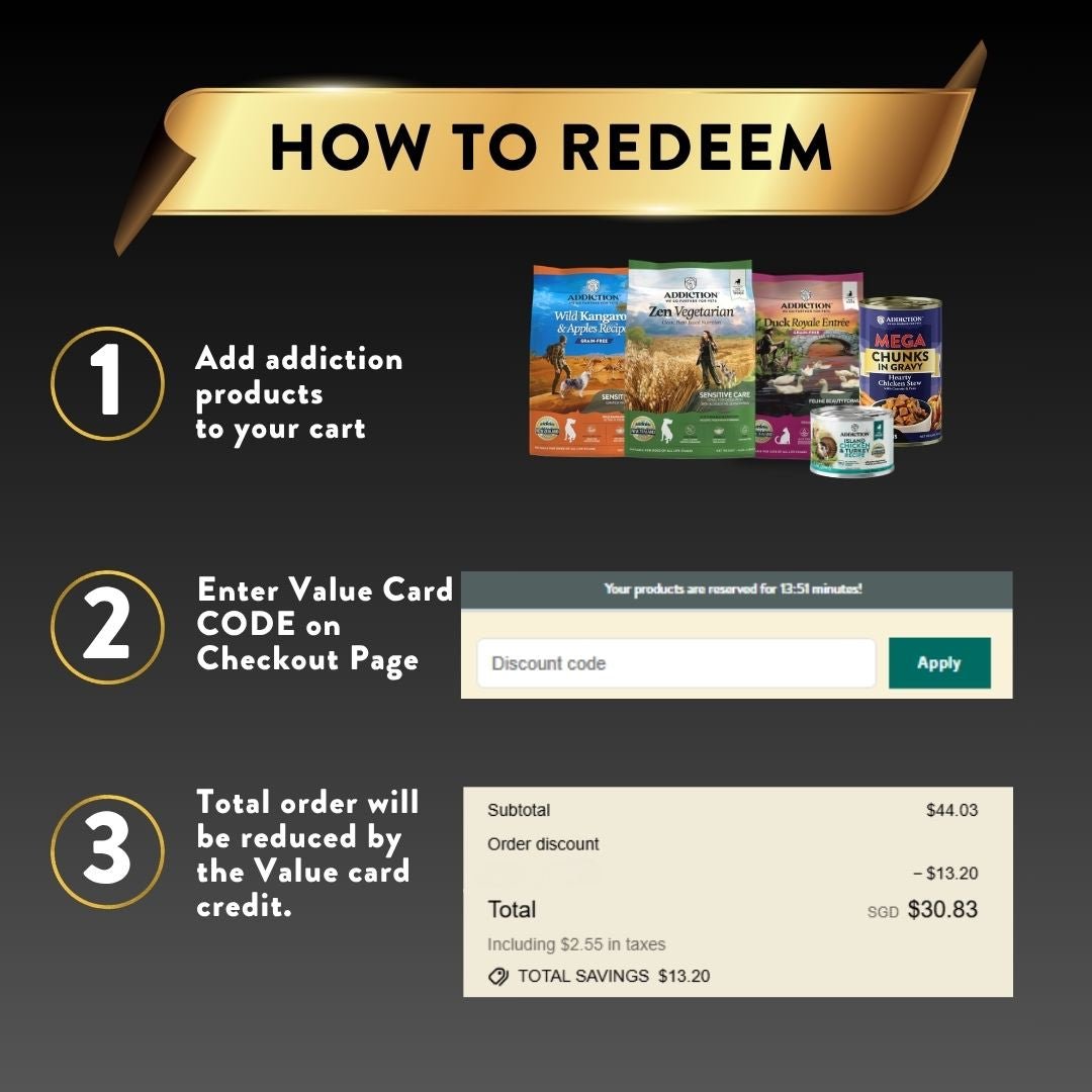 Addiction Value Card for Dog & Cat Products - Addiction Singapore