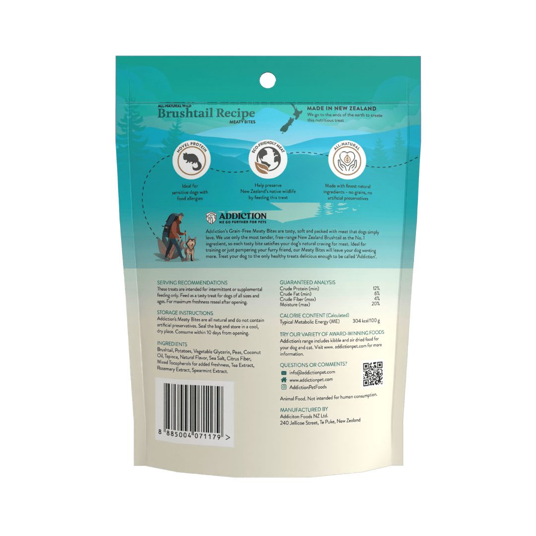 Brushtail Meaty Bites - Hypoallergenic Dog Treats 113g - Addiction Singapore