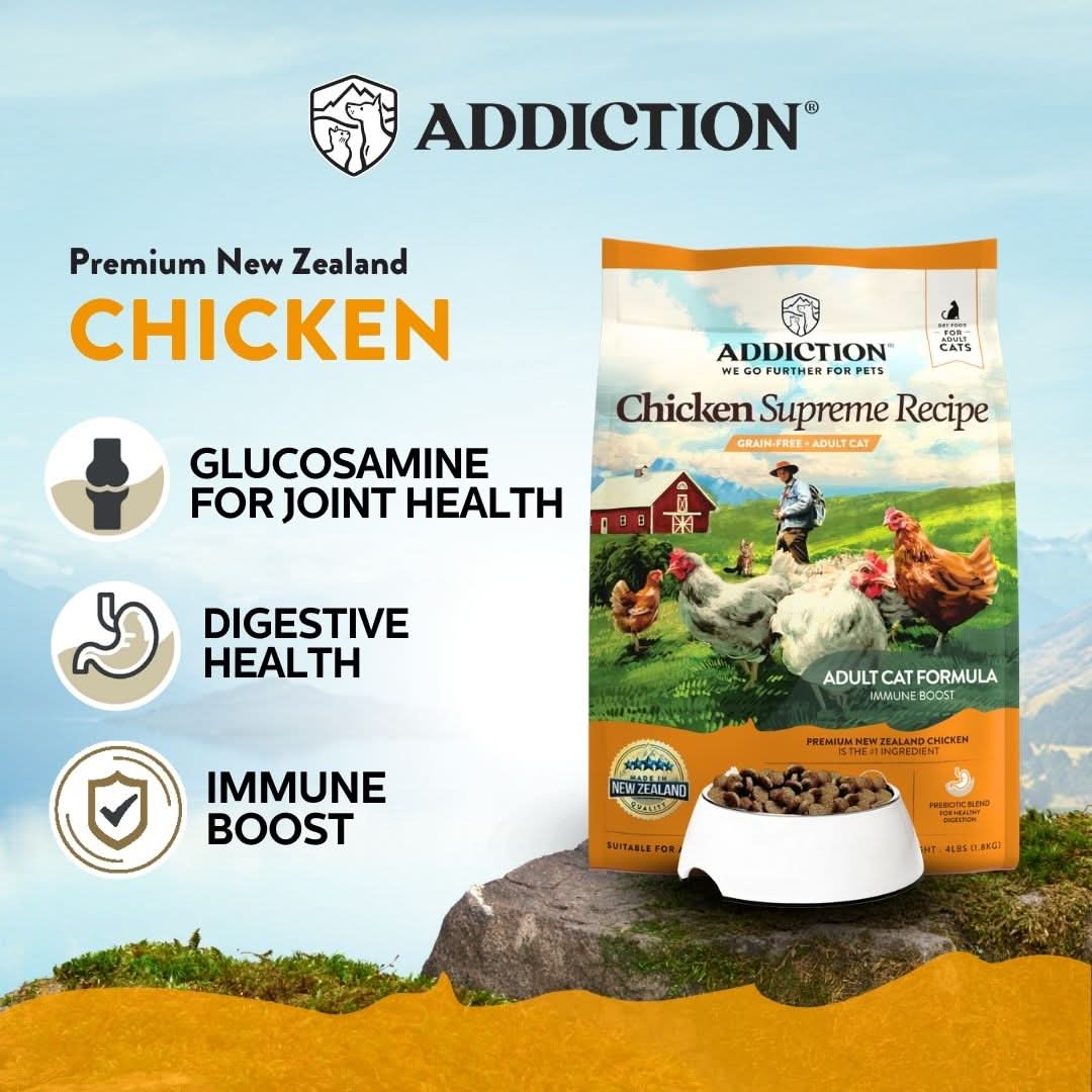 [Trial Pack Bundle] Chicken Supreme Adult Grain-Free Dry Cat Food 5 x 60g - Addiction Singapore