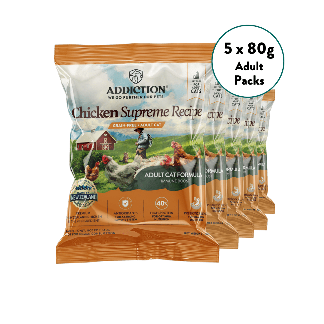 [Trial Pack Bundle] Chicken Supreme Adult Grain-Free Dry Cat Food 5 x 60g - Addiction Singapore