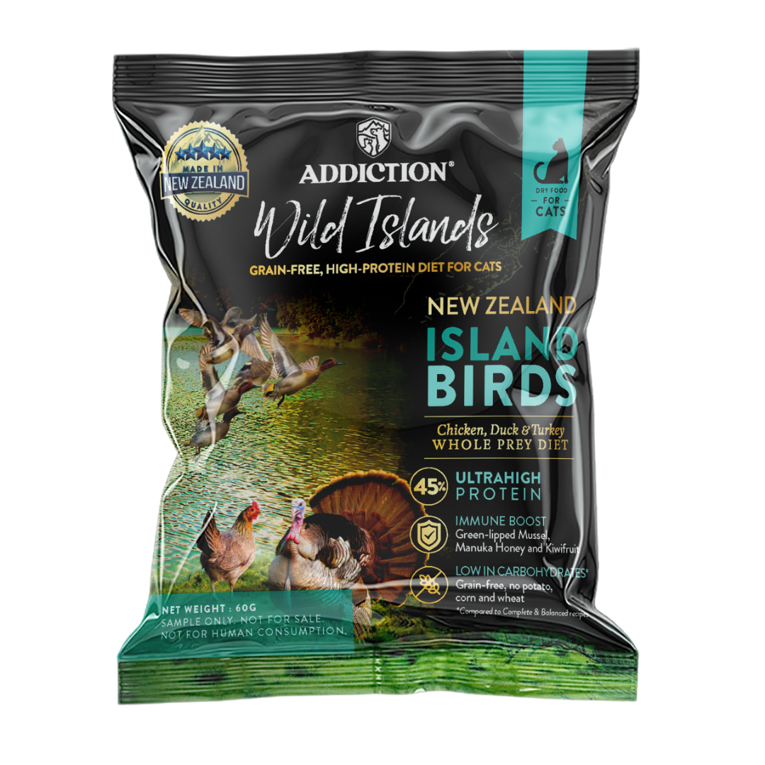 [Trial Pack] Wild Islands NZ Island Bird Duck, Turkey & Chicken Grain-Free Dry Cat Food 60g - Addiction Singapore