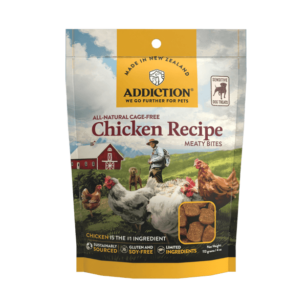 Chicken Recipe Meaty Bites Hypoallergenic Dog Treats 113g - Addiction Singapore