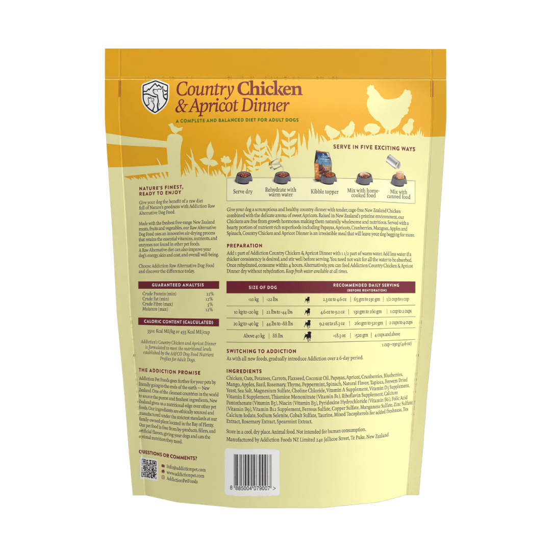 Country Chicken & Apricot Air-Dried Dog Food 910g - Addiction Singapore