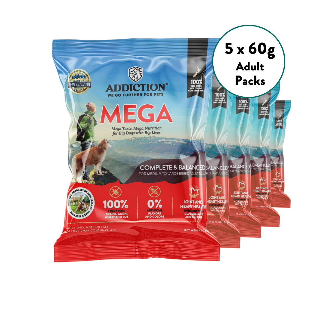 [Trial Pack Bundle] MEGA Lamb & Beef Grain-Free Dry Dog Food 5 x 60g - Addiction Singapore