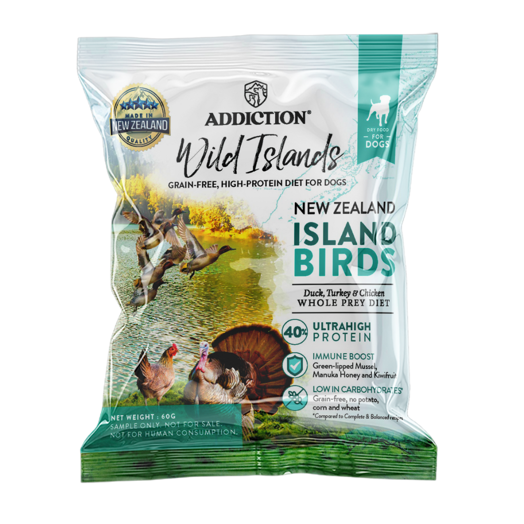 [Trial Pack] Wild Islands NZ Island Birds Duck, Turkey & Chicken Grain-Free Dry Dog Food 60g - Addiction Singapore