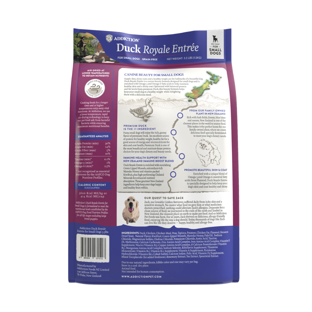Duck Royale Entrée Small Breed Grain-Free Dry Dog Food 500g, 1.5kg - Addiction Singapore