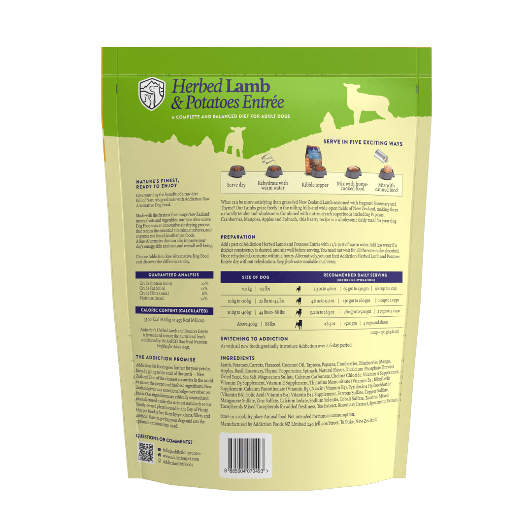 Herbed Lamb & Potatoes Air - Dried Dog Food 910g - Addiction Singapore