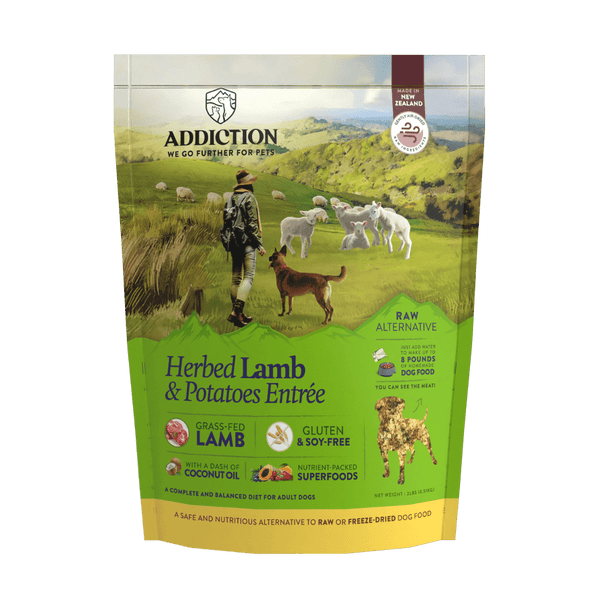 Herbed Lamb & Potatoes Entree Grain-Free Air-Dried Dog Food 910g - Addiction Singapore
