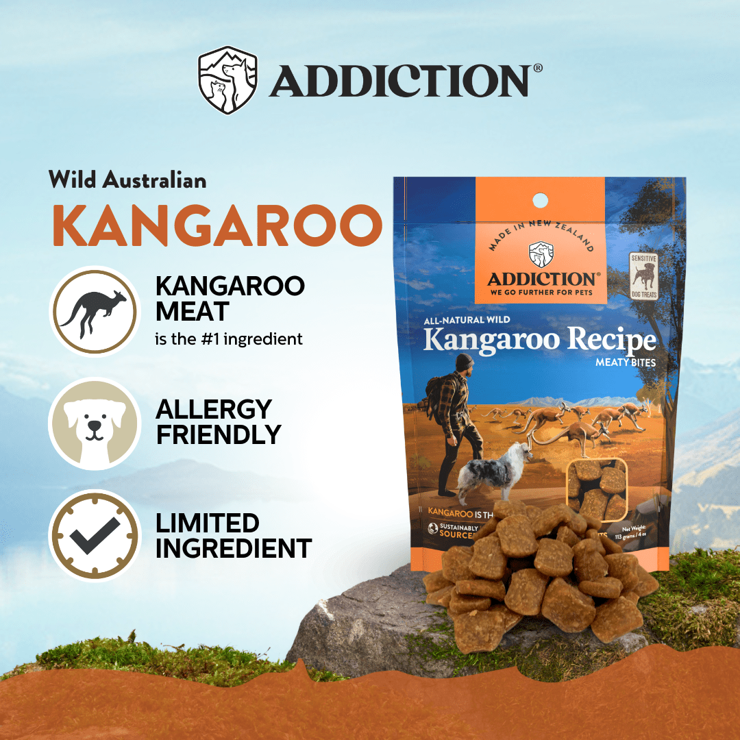 Kangaroo Meaty Bites - Hypoallergenic Dog Treats 113g - Addiction Singapore