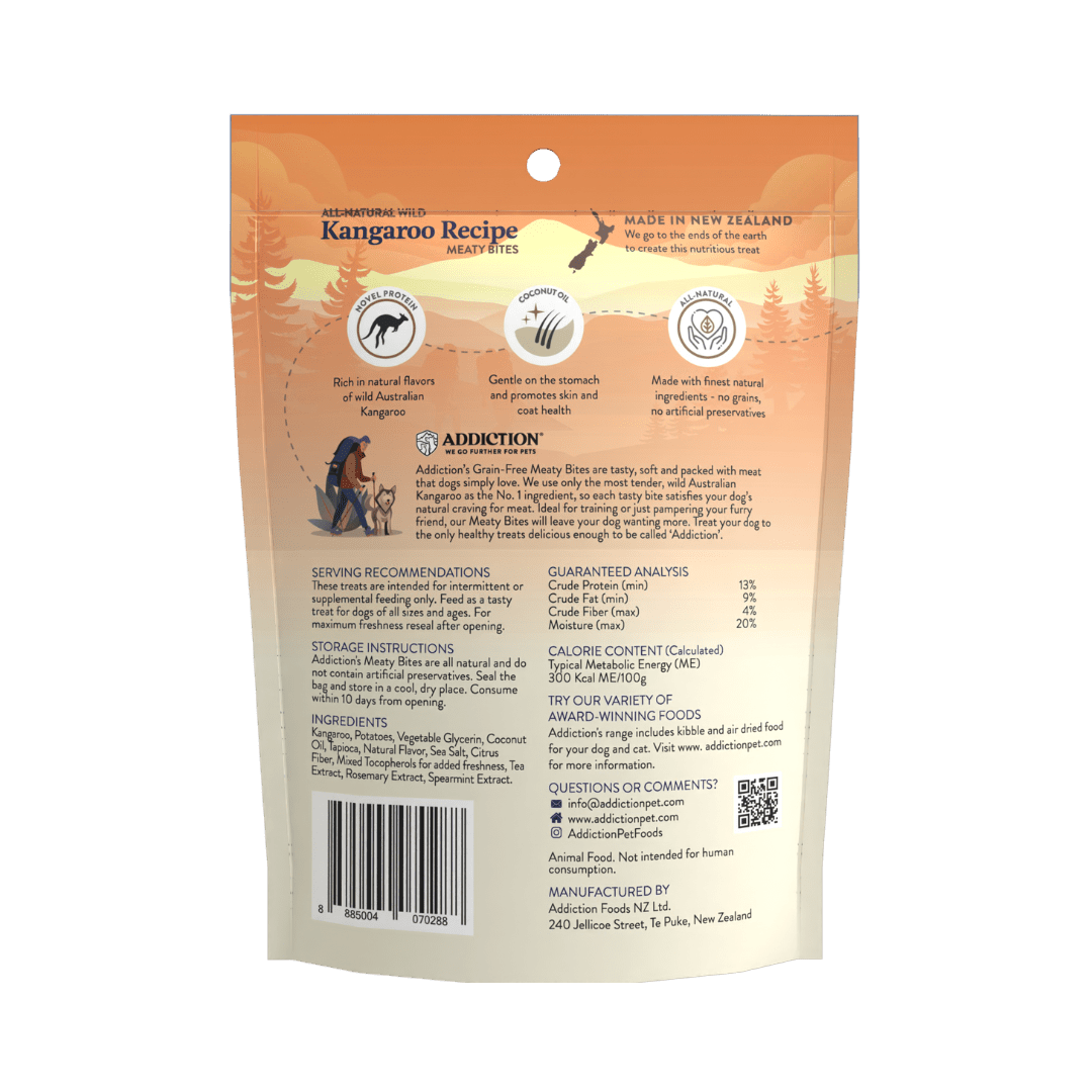 Kangaroo Meaty Bites - Hypoallergenic Dog Treats 113g - Addiction Singapore