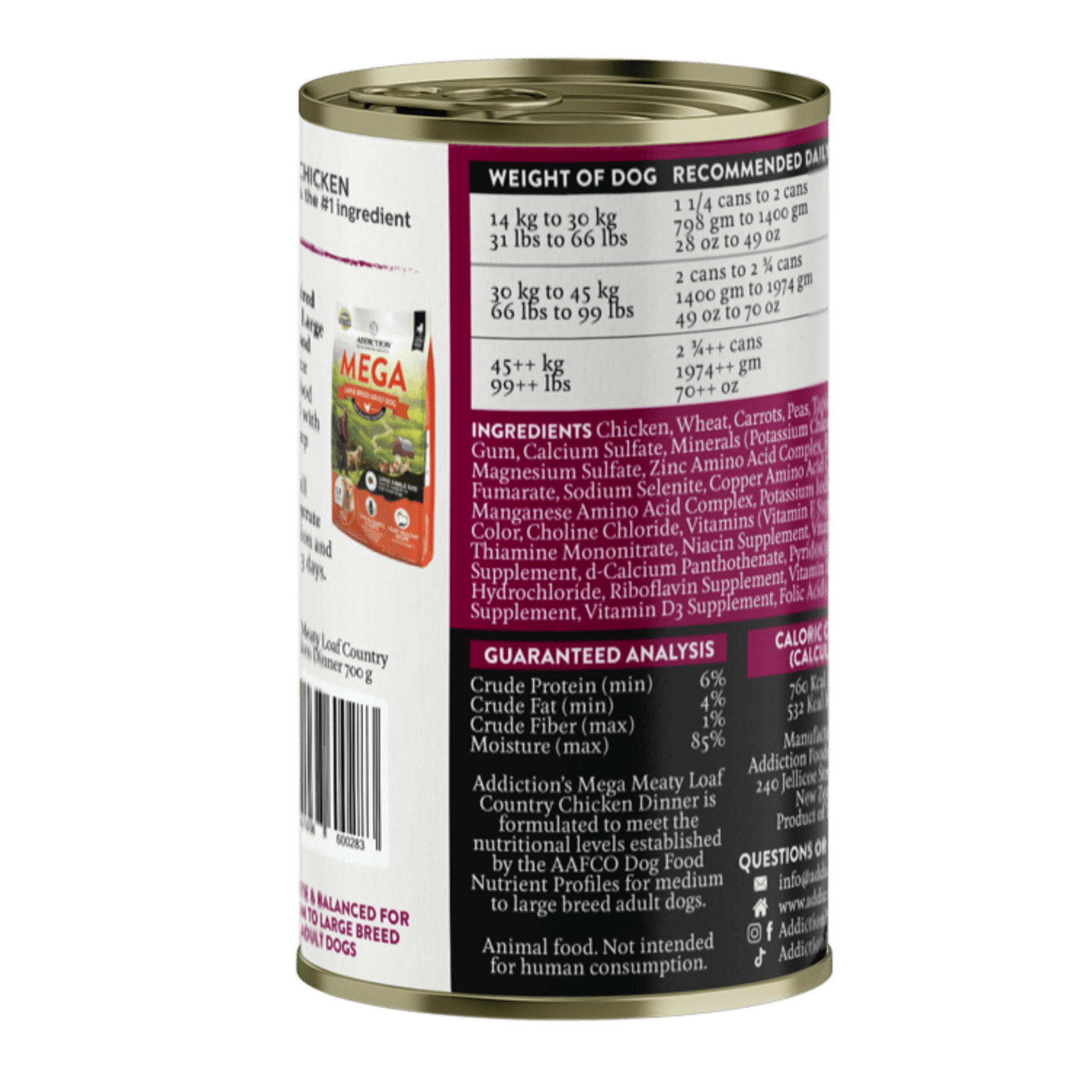 Mega Country Chicken Meaty Loaf Wet Dog Food 700g - Addiction Singapore
