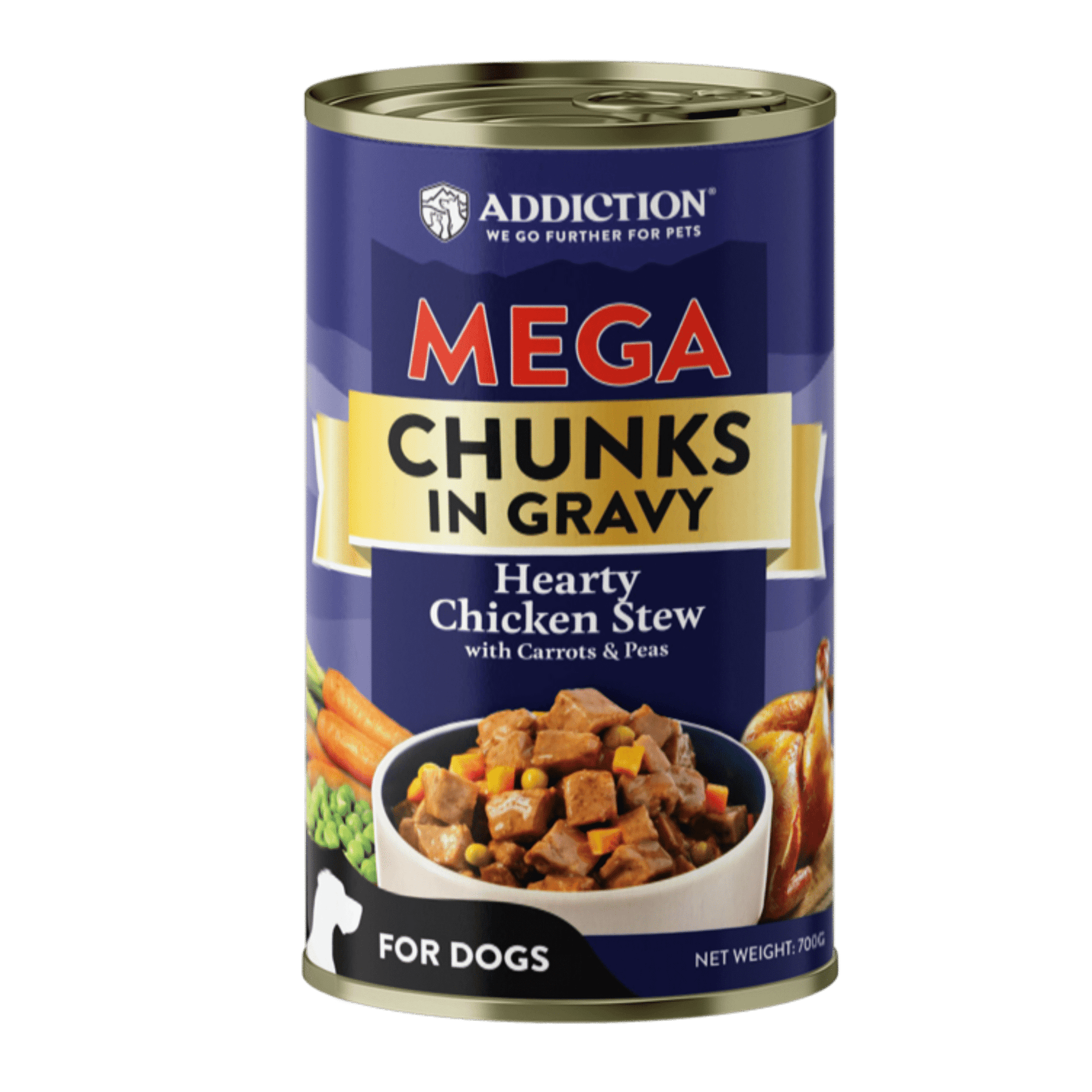 Mega Hearty Chicken Chunks in Gravy Wet Dog Food 700g - Addiction Singapore