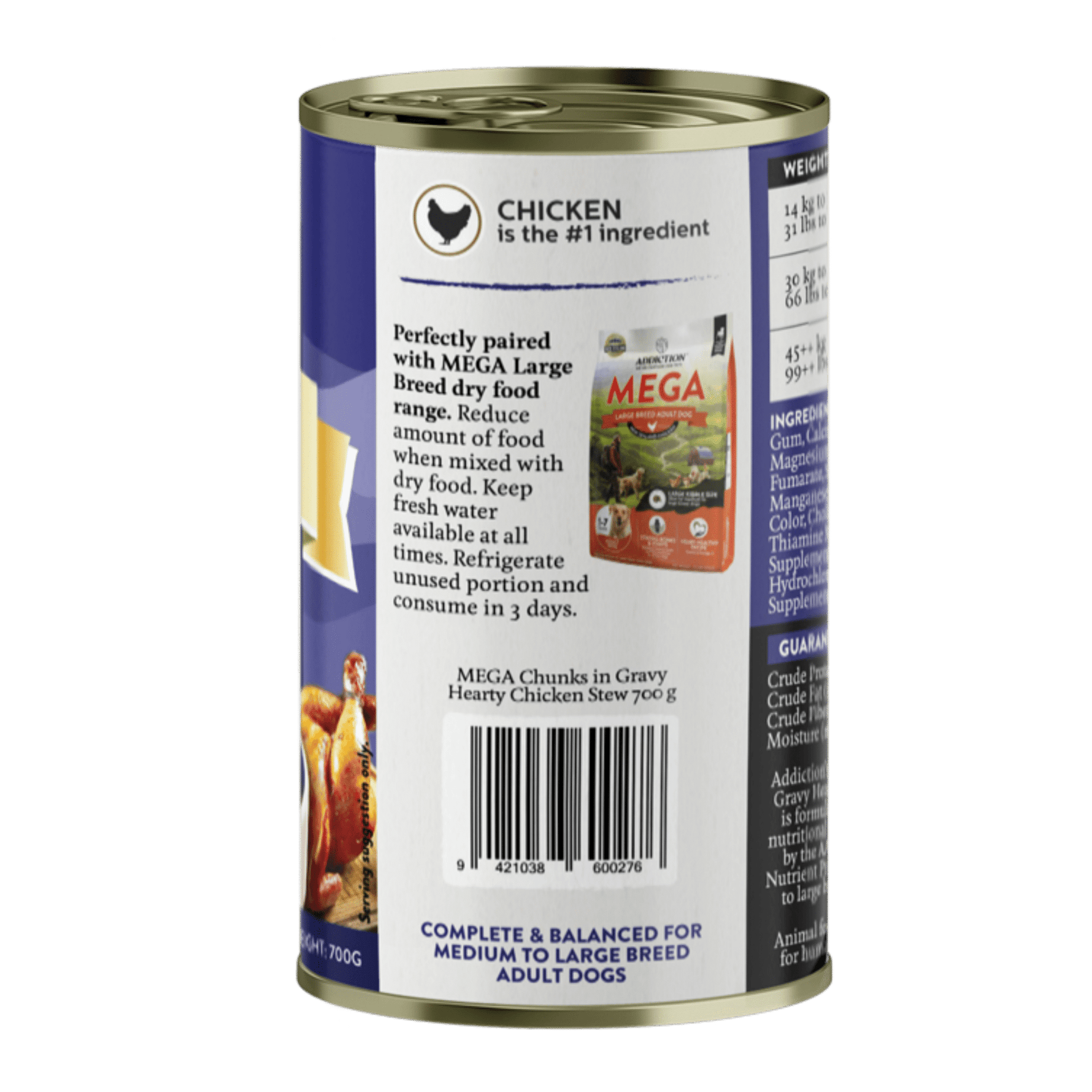Mega Hearty Chicken Chunks in Gravy Wet Dog Food 700g - Addiction Singapore
