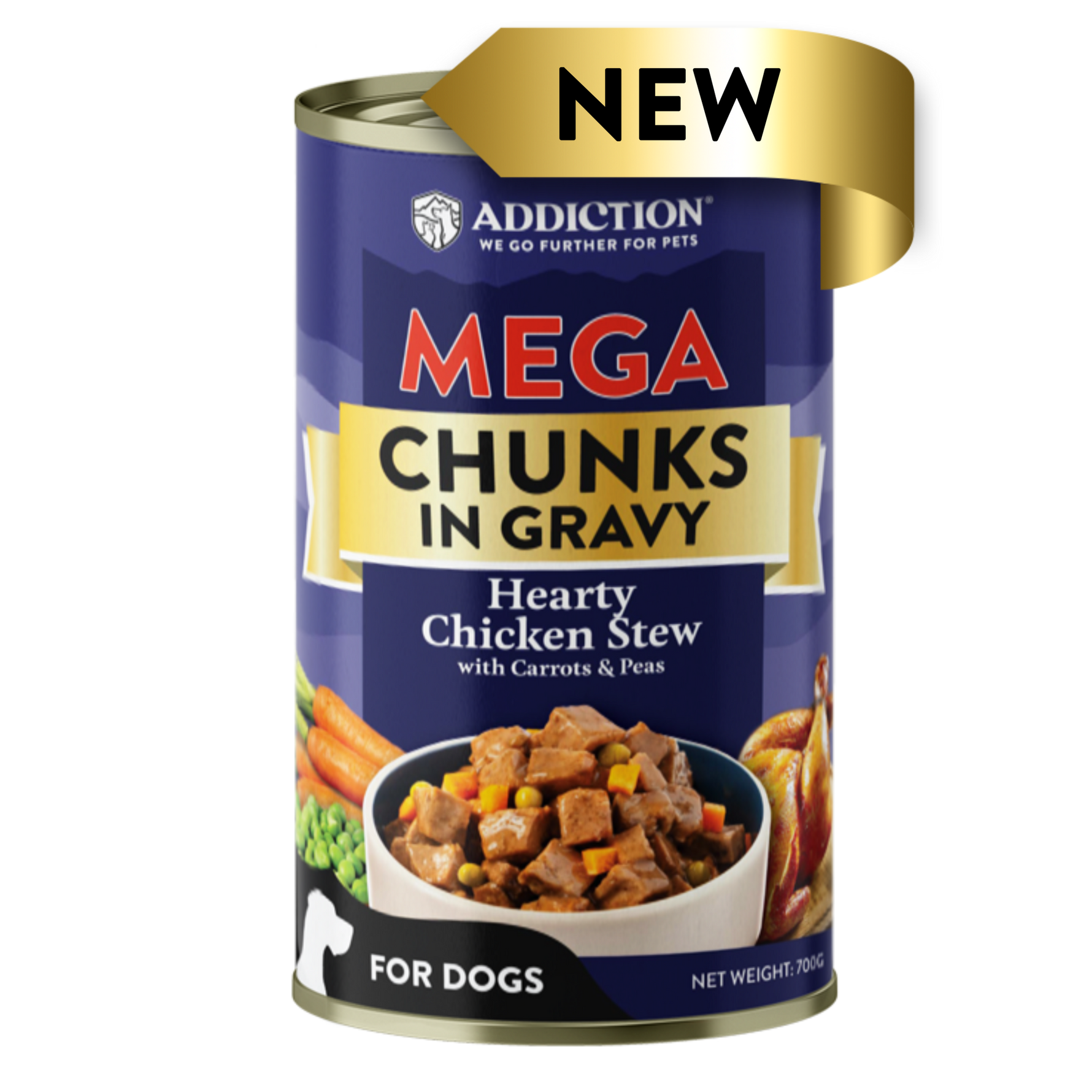 Mega Hearty Chicken Chunks in Gravy Wet Dog Food 700g - Addiction Singapore