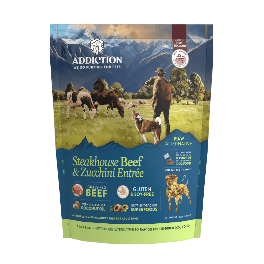 Steakhouse Beef & Zucchini Entree Air-Dried Dog Food 910g - Addiction Singapore