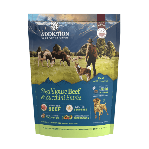 Steakhouse Beef & Zucchini Entree Grain-Free Air-Dried Dog Food 910g - Addiction Singapore
