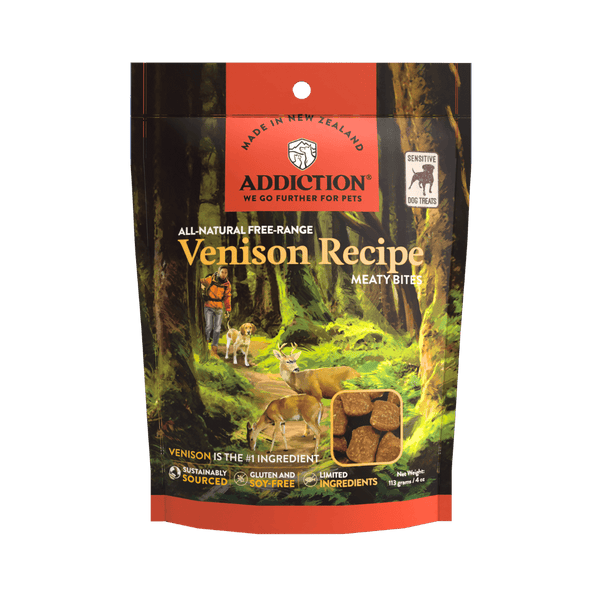 Venison Recipe Meaty Bites Hypoallergenic Dog Treats 113g - Addiction Singapore