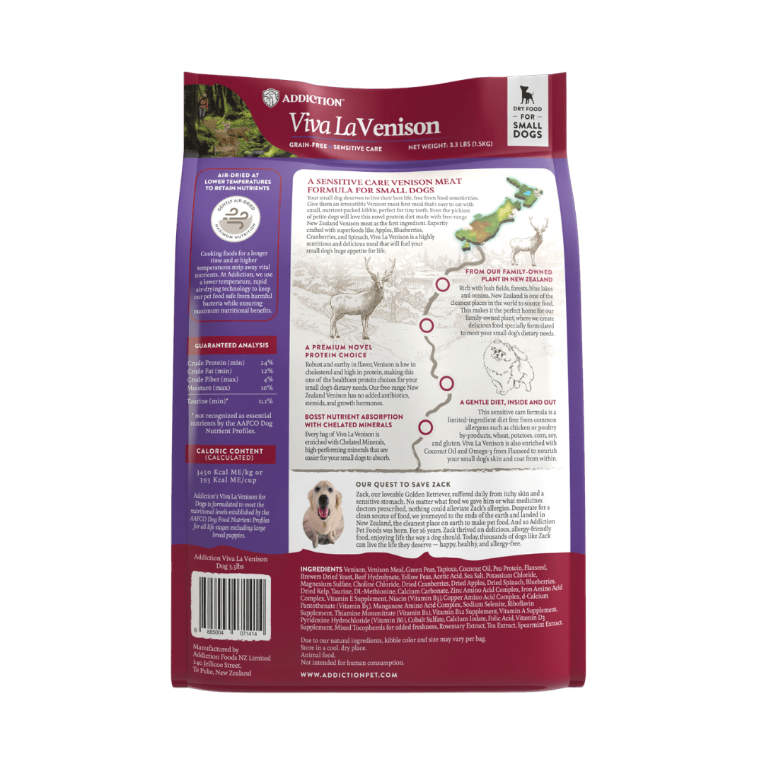 Viva La Venison Grain - free Venison Small Breed Dry Dog Food 1.5kg - Addiction Singapore
