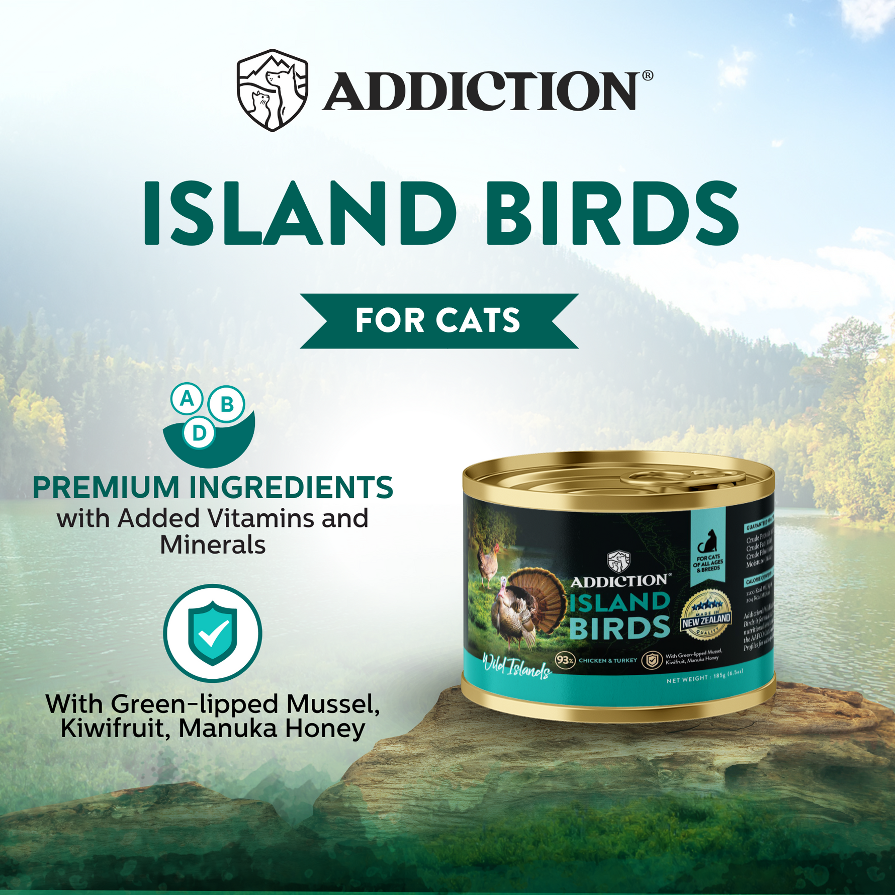 Wild Islands Bird NZ Duck, Turkey & Chicken Canned Cat Food 185g - Addiction Singapore