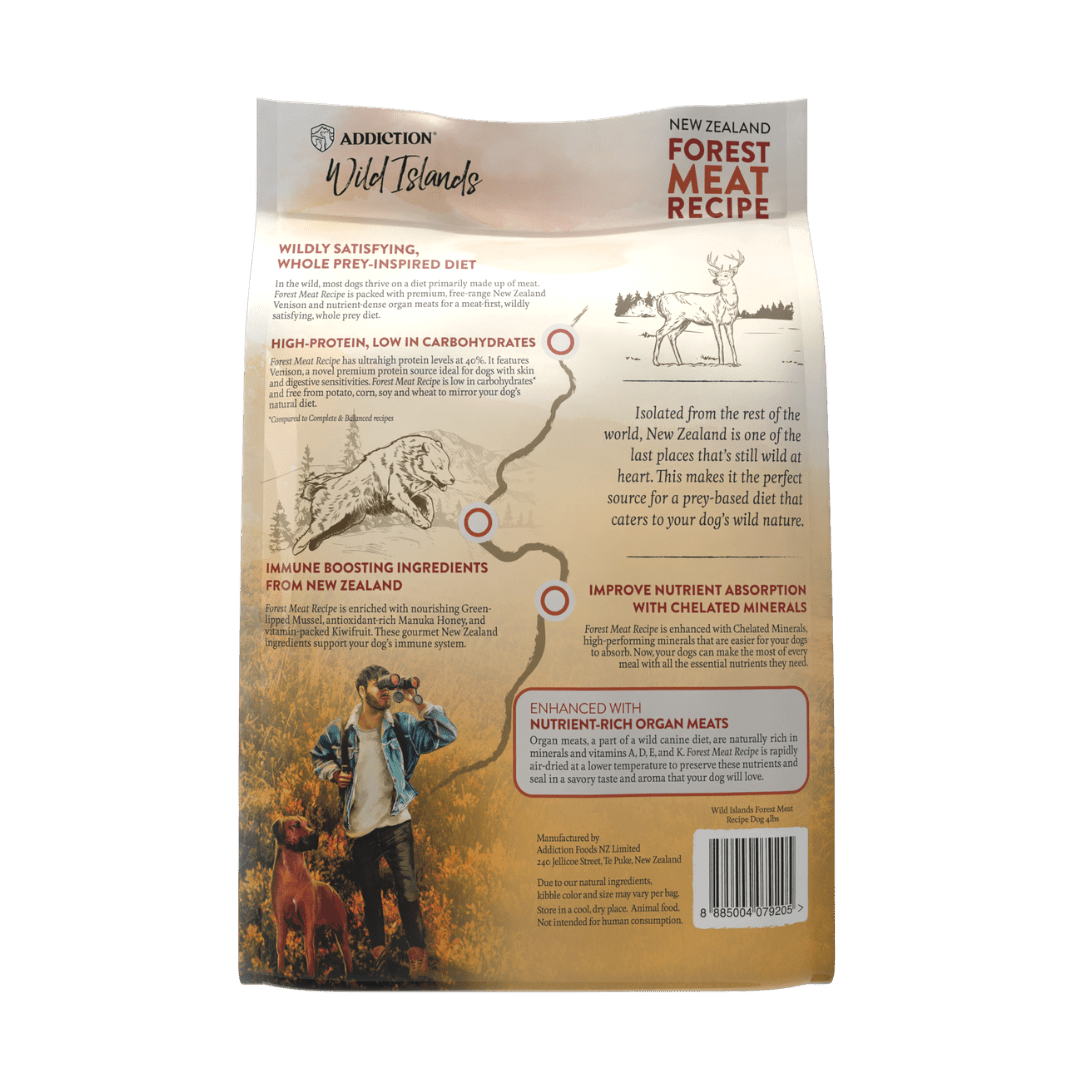 Wild Islands NZ Forest Meat Recipe Venison-First Grain-Free Dry Dog Food 1.8kg, 9kg - Addiction Singapore