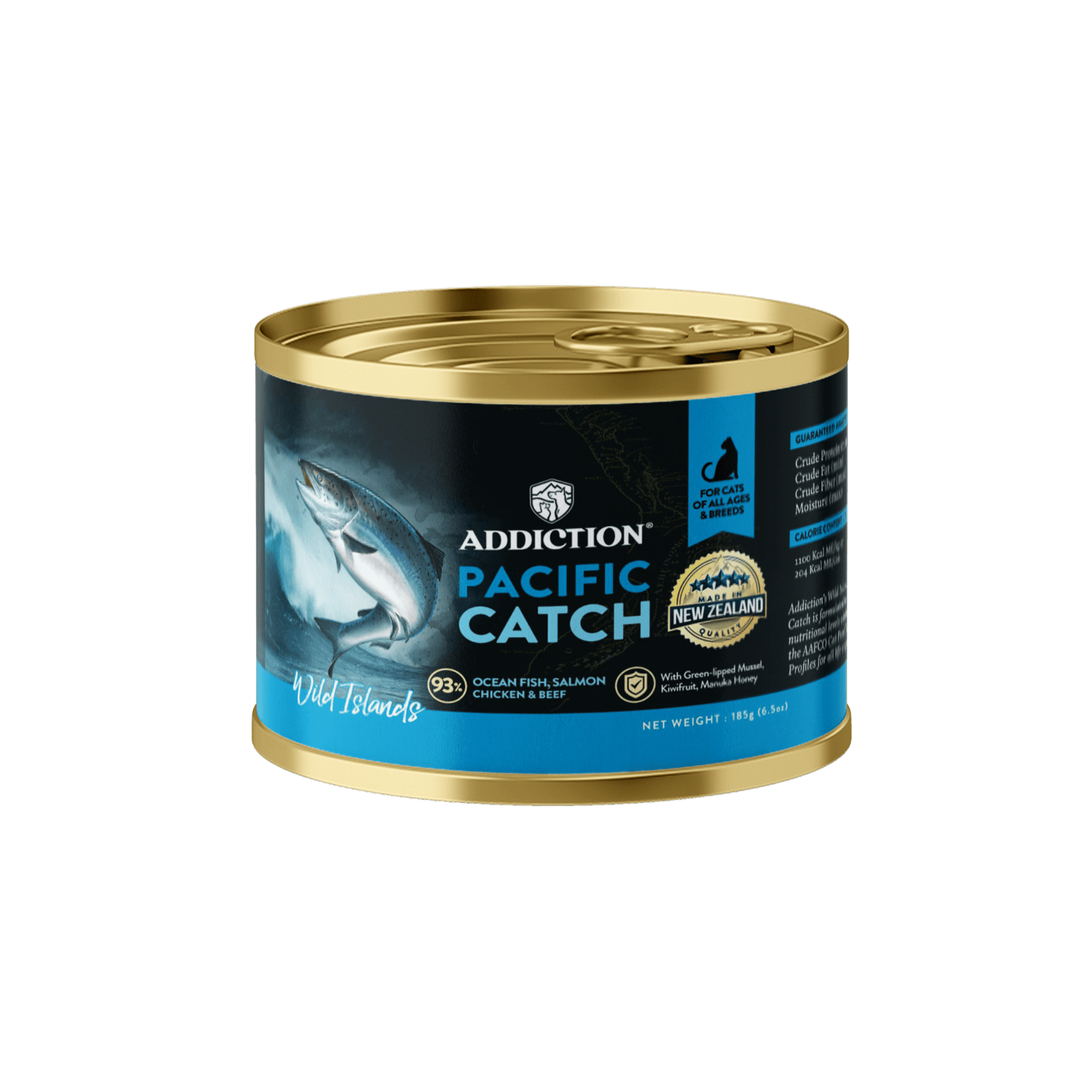 Wild Islands Pacific Catch NZ Fish & Salmon High - Meat Canned Cat Food 185g - Addiction Singapore