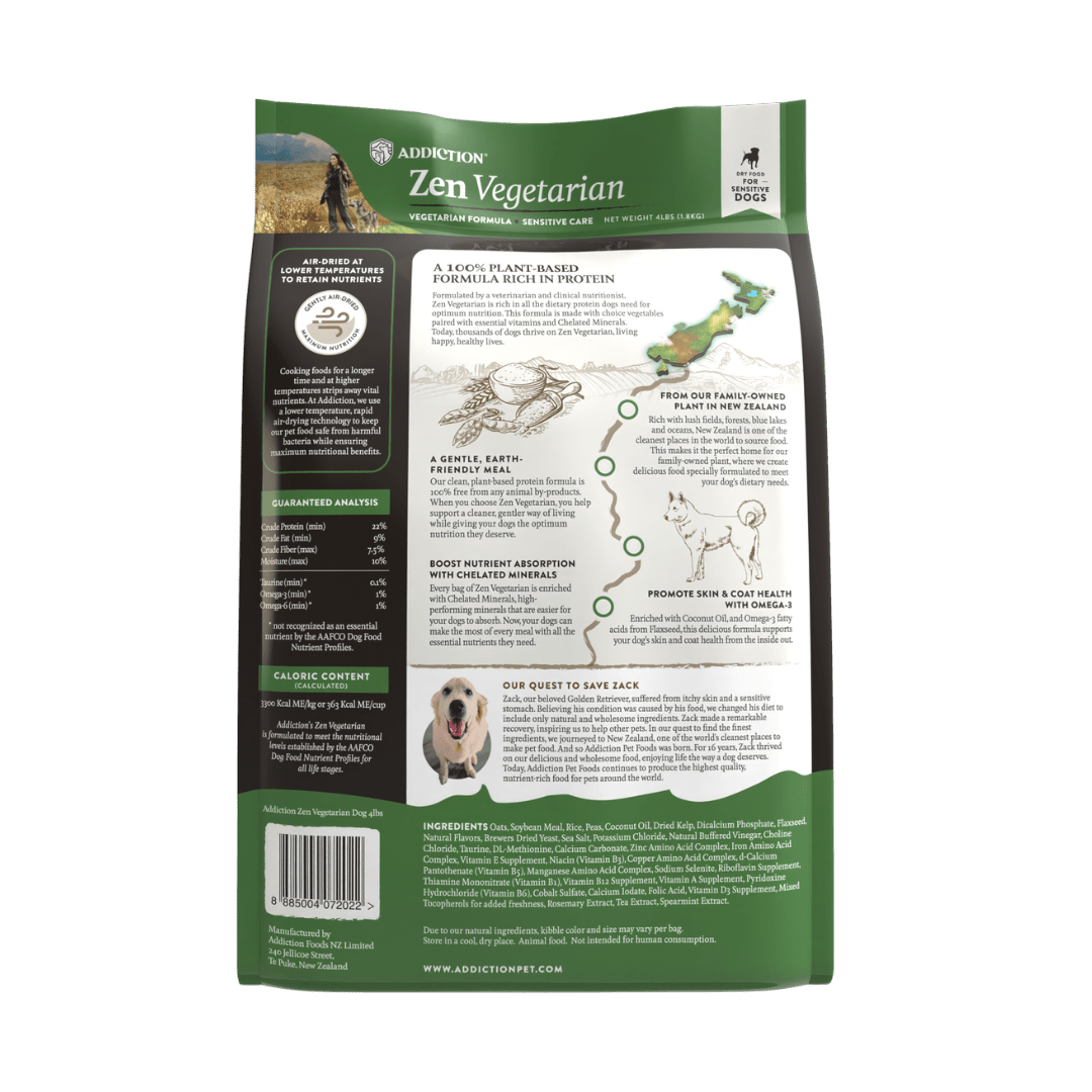 Zen Vegetarian Dry Dog Food 1.8kg, 9kg - Addiction Singapore